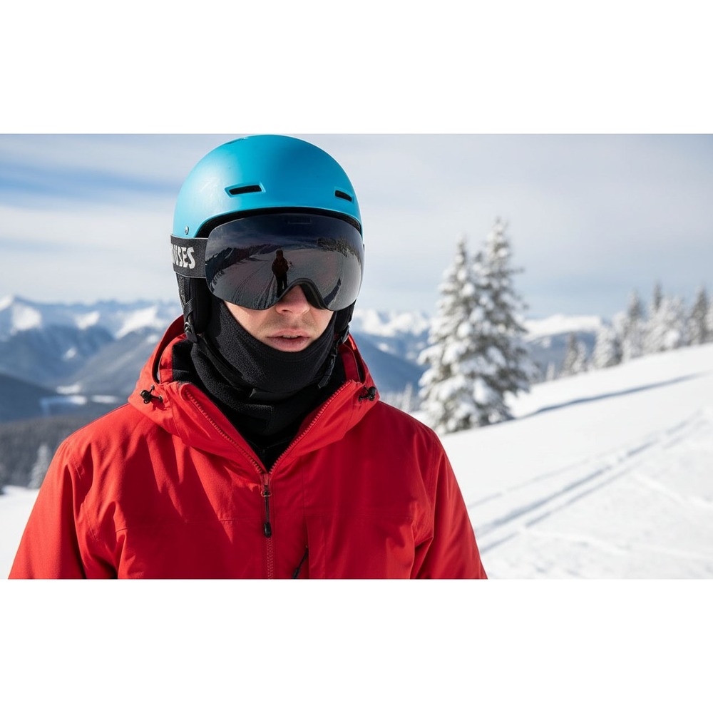 Ski Snowboard Goggles Black Frameless Spherical Lens Adjustable Strap